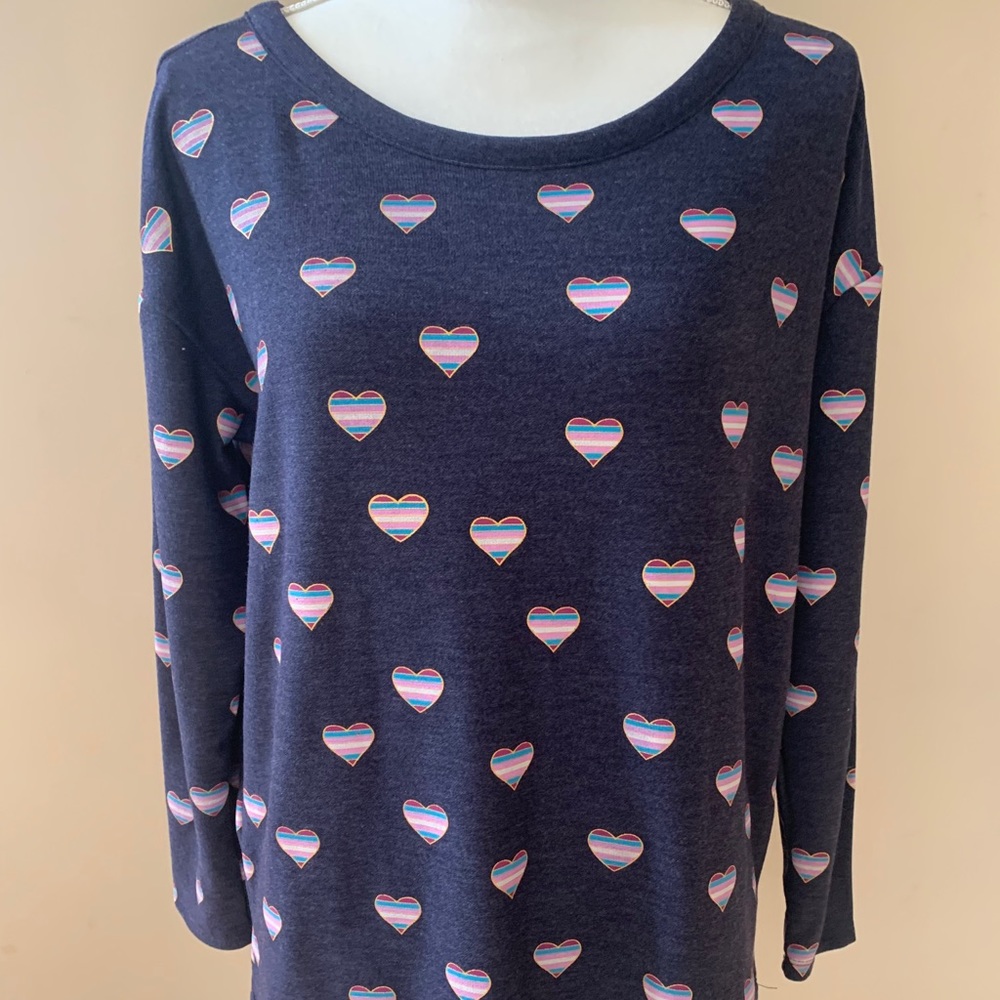CHASER brand soft fleece long sleeve blue heart S